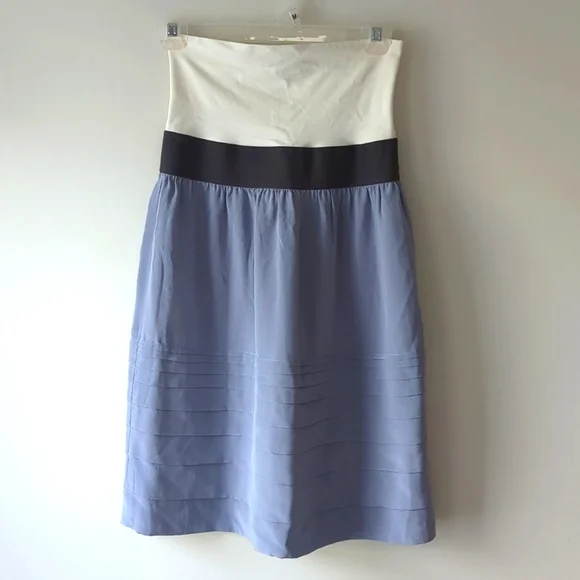 Theory | Dresses | Theory Zelena Strapless Dress Silk Color Block One Size Blue  Black | Poshmark